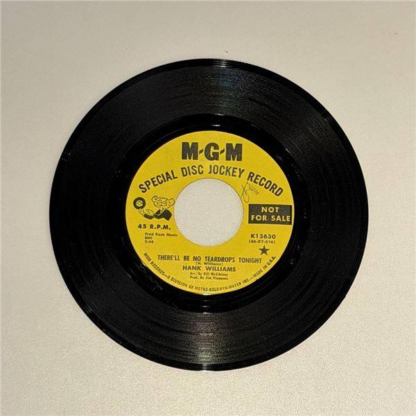 Hank Williams There'll Be No Teardrops Tonight 45 Album