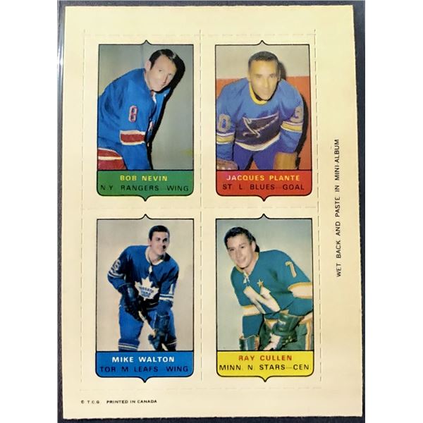 1969-70 O-PEE-CHEE HOCKEY 4-IN-1 JACQUES PLANTE (HOF)