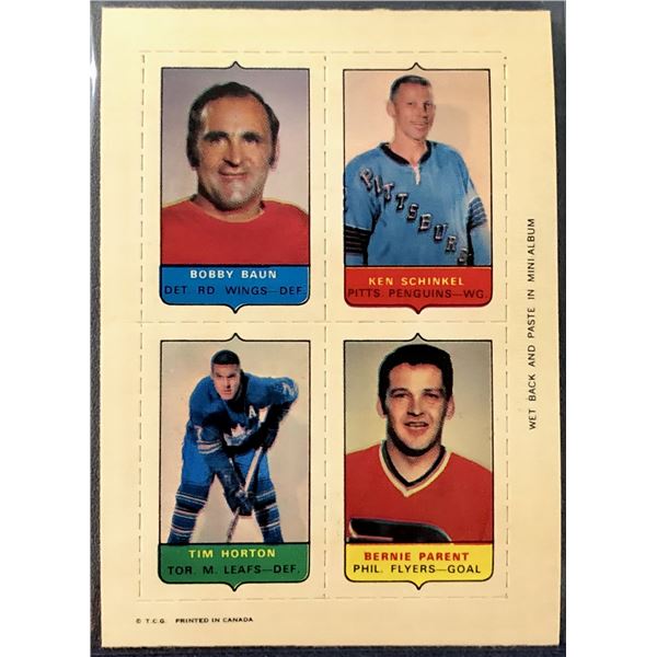 1969-70 O-PEE-CHEE HOCKEY 4-IN-1 TIM HORTON / BERNIE PARENT (HOF)