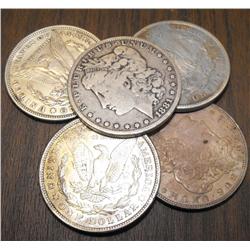 (5) Morgan Silver dollars