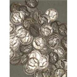 Lot of 50 Mercury Dimes- Various Dates-Circulated