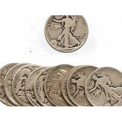 Lot of 10 Walking Liberty Halves-
