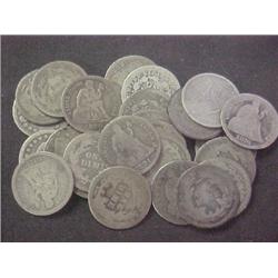 Lot of 4 Seated Liberty Dimes-Good condition