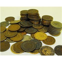 Lot of 100 Indian Head Pennies-ag-fine