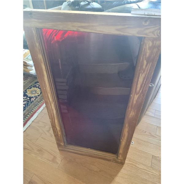 Wood-Framed Glass Window Panel With Red Tint