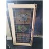 Image 1 : Rectangular Stained Glass Window Panel in Wooden Frame