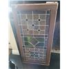 Image 4 : Rectangular Stained Glass Window Panel in Wooden Frame