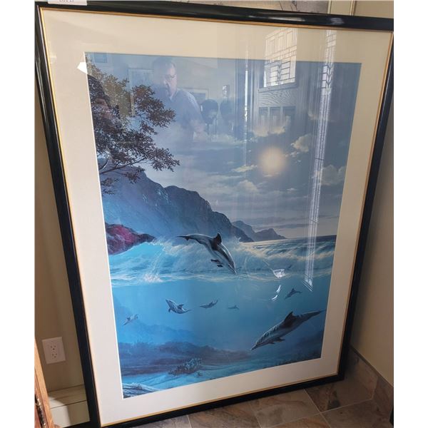 Framed Oceanic Dolphin Artwork Signed by A. Casay
