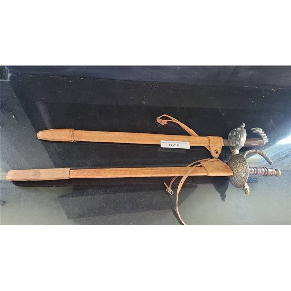 Decorative Sabers with Engraved Blades and Sheaths