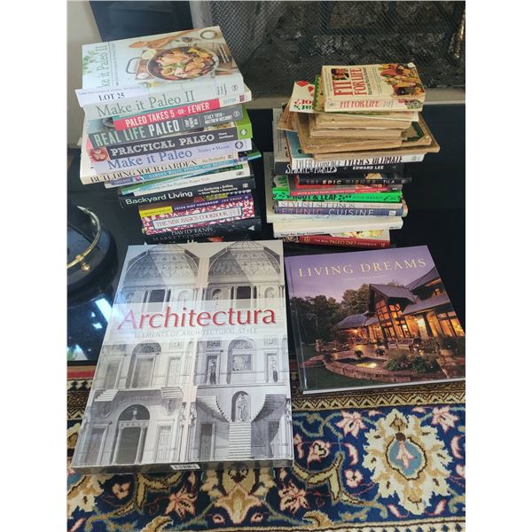 Assorted Books on Cooking, Design, and Architecture