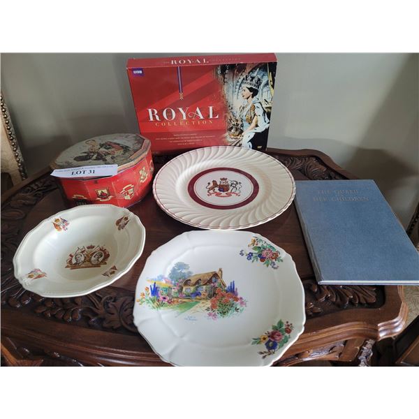 Royal Memorabilia Featuring Plates, Tin and Book