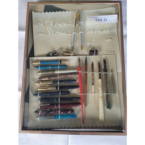 Fountain Pen Collection in Display Case and more