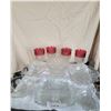 Image 1 : Cut Glass Tableware Set with Ruby Red Glasses and Bowls