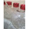 Image 4 : Cut Glass Tableware Set with Ruby Red Glasses and Bowls