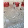 Image 5 : Cut Glass Tableware Set with Ruby Red Glasses and Bowls