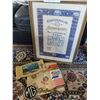 Image 1 : Vintage Gas and Oil Decor Set Featuring Framed Certificate, Polishing Cloth, and Accessories