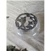 Image 6 : Decorative Accessories Including Mesh Purses, Glass Bowl, Clock, Jewelry, and Vintage Locks