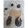Image 9 : Decorative Accessories Including Mesh Purses, Glass Bowl, Clock, Jewelry, and Vintage Locks