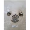 Image 1 : Oil Lamps with Glass Chimneys and Decorative Metal Mount