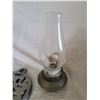 Image 3 : Oil Lamps with Glass Chimneys and Decorative Metal Mount