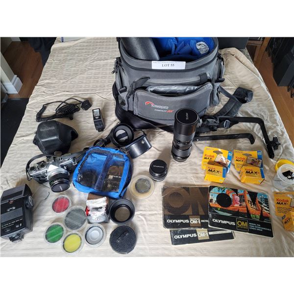 Olympus Digital Camera with Lenses, Filters, Bag, and Accessories Model OM-1