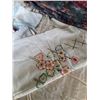 Image 2 : Textiles and Embroidered Pieces, Including Large Round Floral Tablecloth