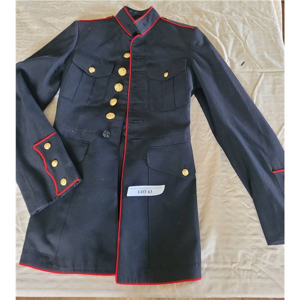 Vintage Military-Style Coat, Dark Blue, Size Small