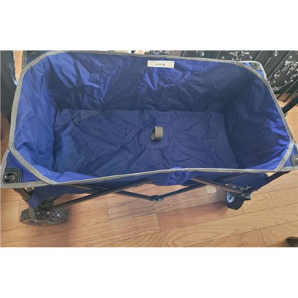 Blue Uline Collapsible Wagon with Folding Design and Telescoping Handle