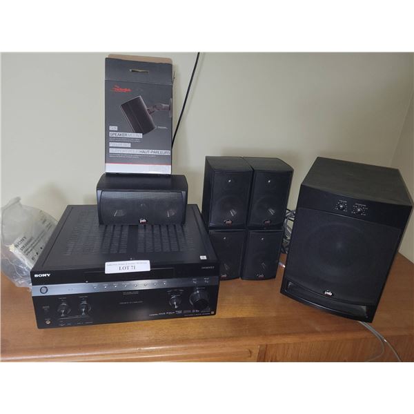 Sony Home Theater System Receiver Model STR-DA5600ES, PSB SubSeries 100 Subwoofer, Speaker Mount Kit