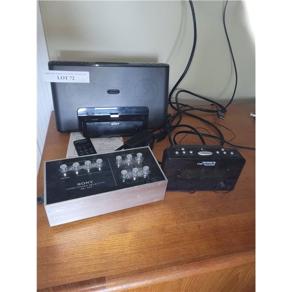 Sony iPod Stereo System Model ICF-CS15iP, Tapecorder Selector sb-300 and Nextech Clock Radio