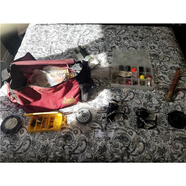 Fishing Gear with Tackle Box, Reels, and Knife