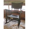 Image 1 : Antique Wooden Rocking Chair with Carved Details and Leather Seat