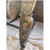 Image 2 : Antique Wooden Rocking Chair with Carved Details and Leather Seat