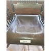 Image 3 : Antique Wooden Rocking Chair with Carved Details and Leather Seat