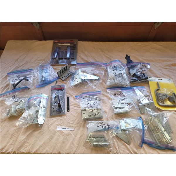 Hardware Lot Including Hinges, Latches, and Handles
