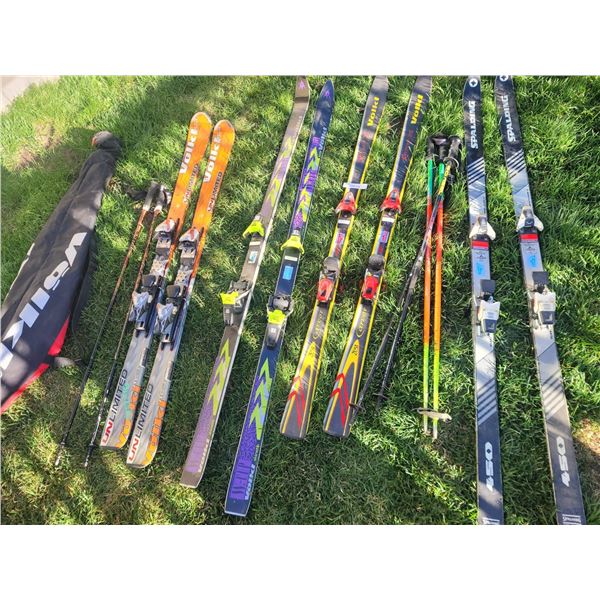 Alpine Skis with Bindings, Poles, and Ski Bag