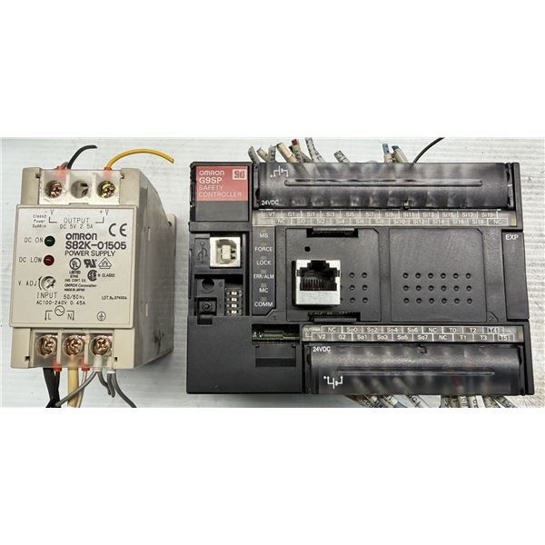 Lot of (2) Omron Items (1) #S82K-01505 Power Supply & (1) #G9SP-N20S Safety Controller
