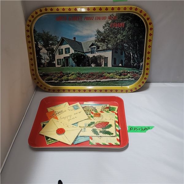 Set of 2 Vintage Tin Trays