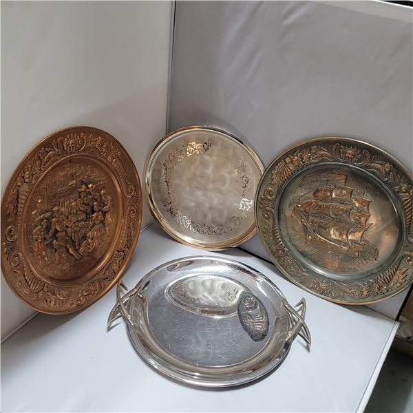 Lot of Various Vintage Copper Wall Decor and Serving Platters