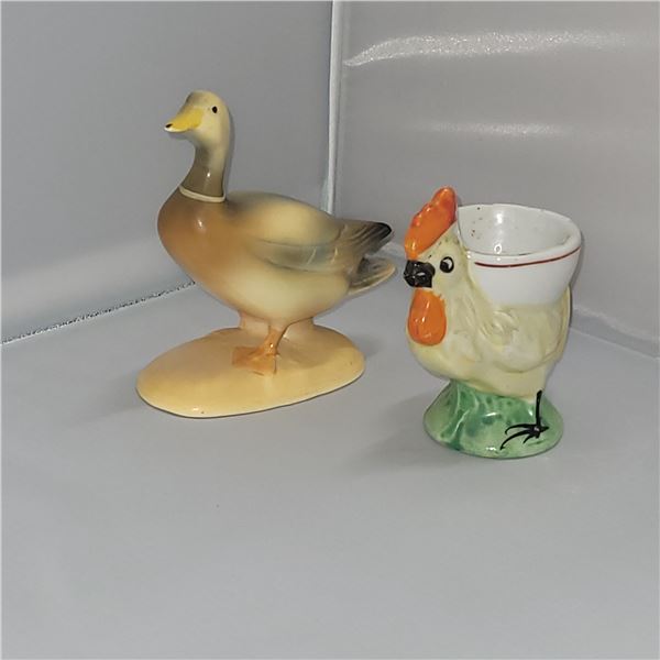 Vintage Duck Statue & Chicken Egg Cup