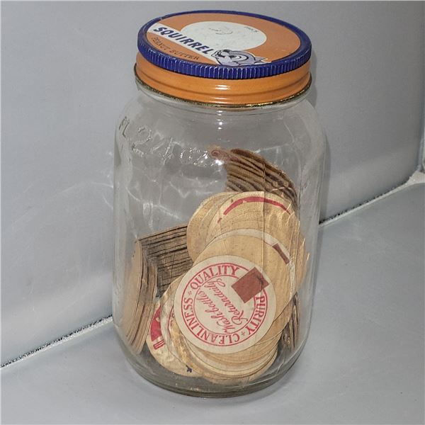Old Squirrel Jar with Milk Caps