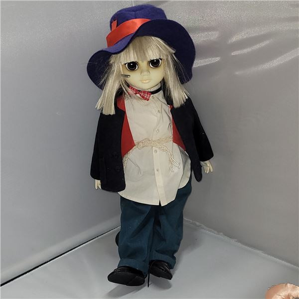 Vintage Margaret Keave Internation Big Eye Porcelian Doll with Stand