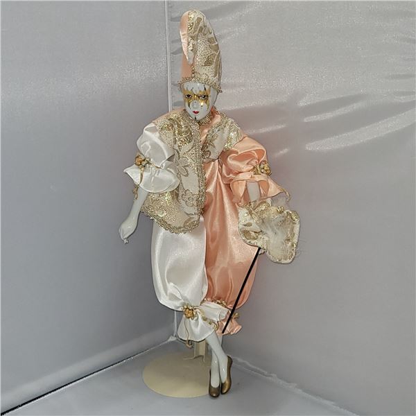 Vintage Pierrot Clown Doll with Stand