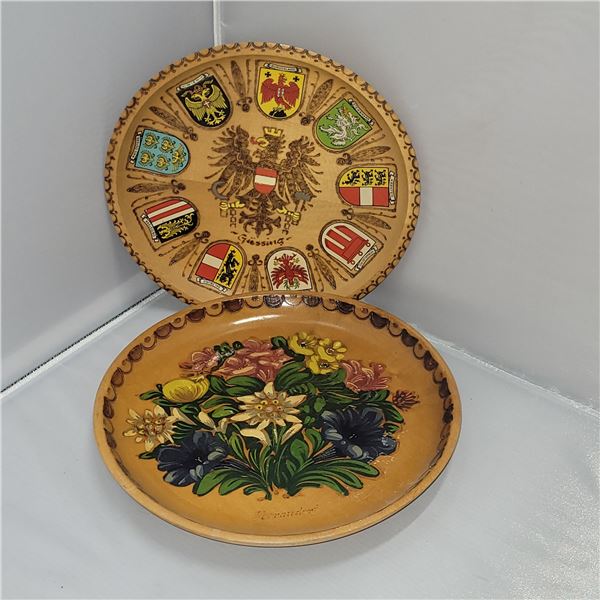 Pair of Vintage Wooden Serving Platters Wall Decor