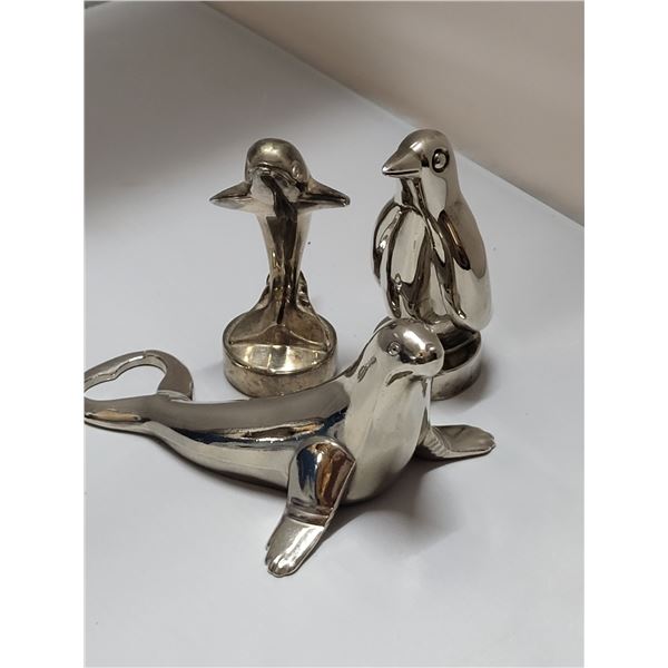 Silver Penguin and Dolphin and Seal Bottle Opener