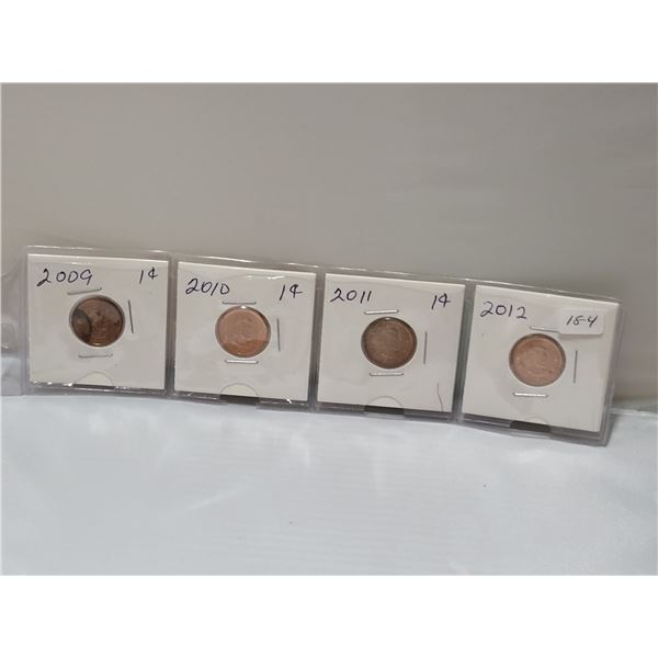 Lot of 4 Pennies - 2009-2012