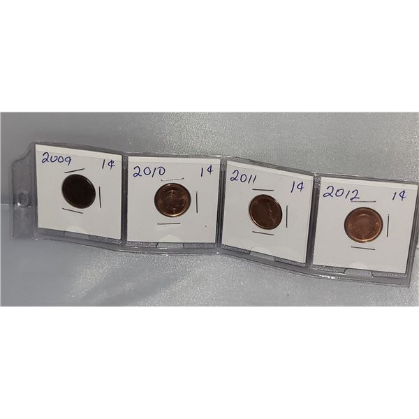 Lot of 4 Pennies - 2009-2012