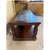 Image 10 : Wooden Coffee Table w/ Carved Top & 2-Door Cabinet 60" x 20" x 17"H