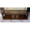 Image 3 : Wooden Coffee Table w/ Carved Top & 2-Door Cabinet 60" x 20" x 17"H
