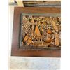 Image 5 : Wooden Coffee Table w/ Carved Top & 2-Door Cabinet 60" x 20" x 17"H